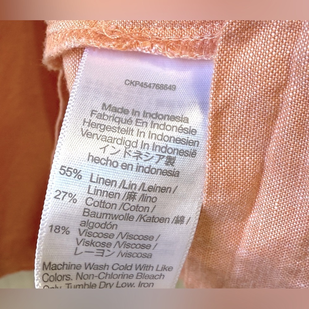 Madewell Peach Linen-Blend Allie Mini Dress - Size L - Picture 5 of 6